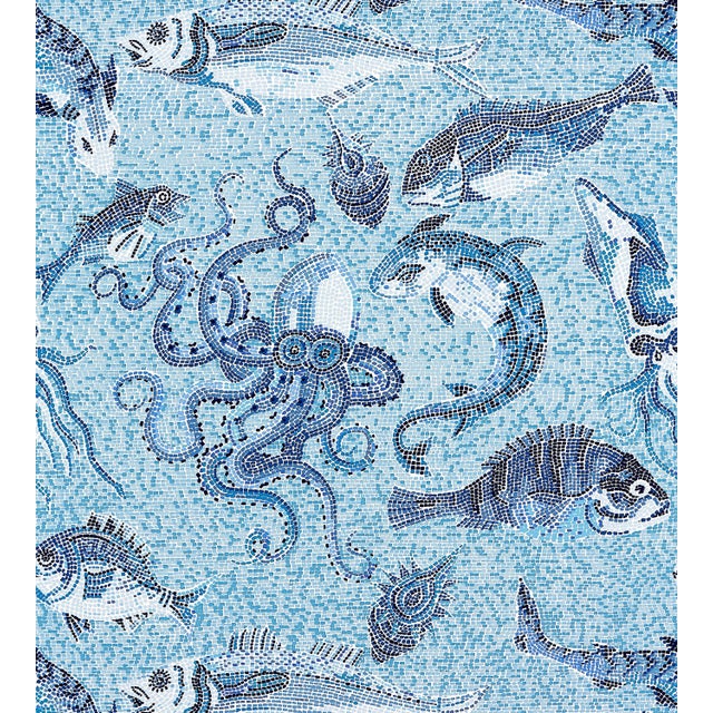 Contemporary The House of Scalamandr�� Mikonos Wallcovering, Blue For Sale - Image 3 of 3