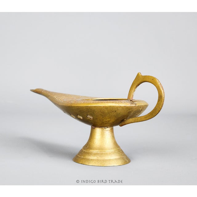 Metal Antique Brass Genie Oil Lamp Incense Burner For Sale - Image 7 of 7