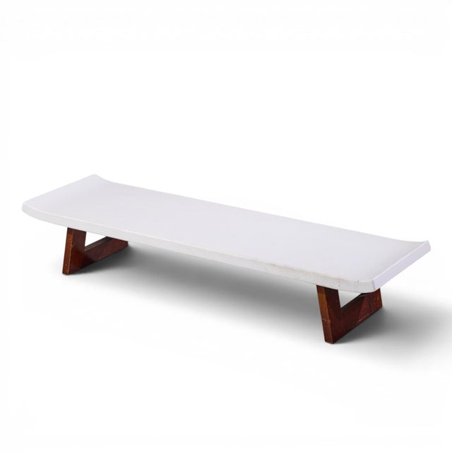 Paul Frankl for Johnson Furniture Company Mid Century Cork and Mahogany Coffee Table Bench For Sale - Image 9 of 9