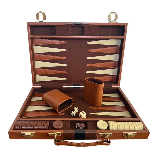 Large Vintage Complete Backgammon Game in Case For Sale