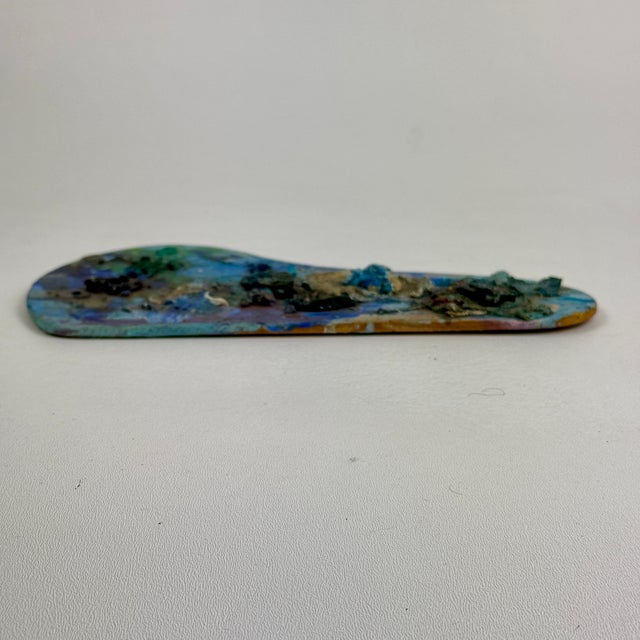 American Vintage Artist's Small Curved Painting Palette With Remnant Heavy on Blue Paint For Sale - Image 3 of 8
