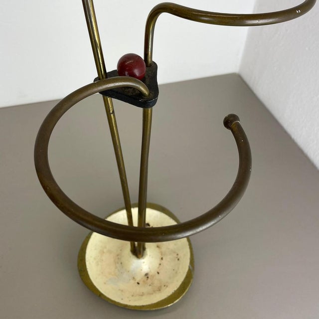 Beige Bauhaus Modernist Metal and Brass Umbrella Stand, Germany, 1950s For Sale - Image 8 of 18