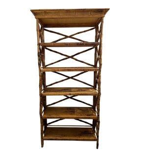 Tortoise Faux Bamboo Bookcase Etagere For Sale