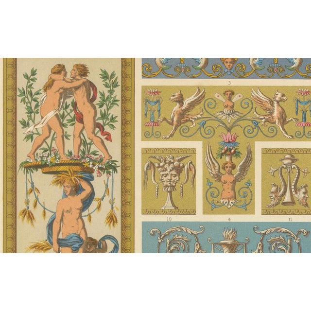 Paper Renaissance Ornament Panel with Mythological Figures and Scrollwork, 1869, Lithograph For Sale - Image 7 of 11
