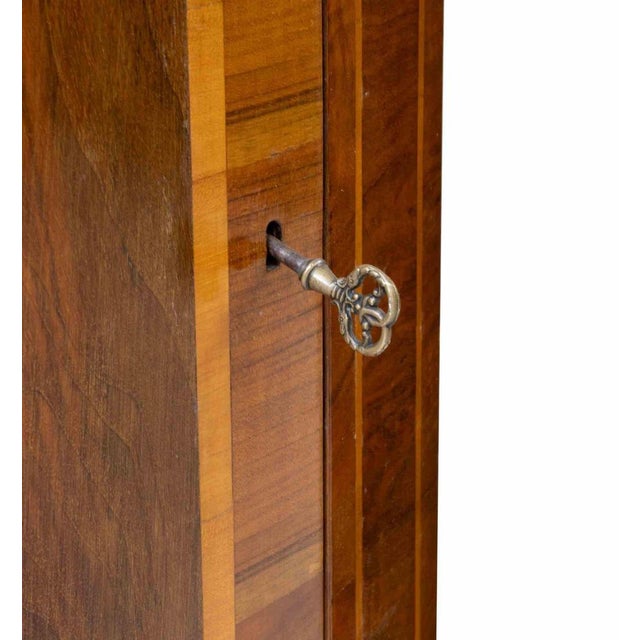 Mid-Century Walnut Corner Cupboards with Boxwood Inlay For Sale - Image 3 of 10