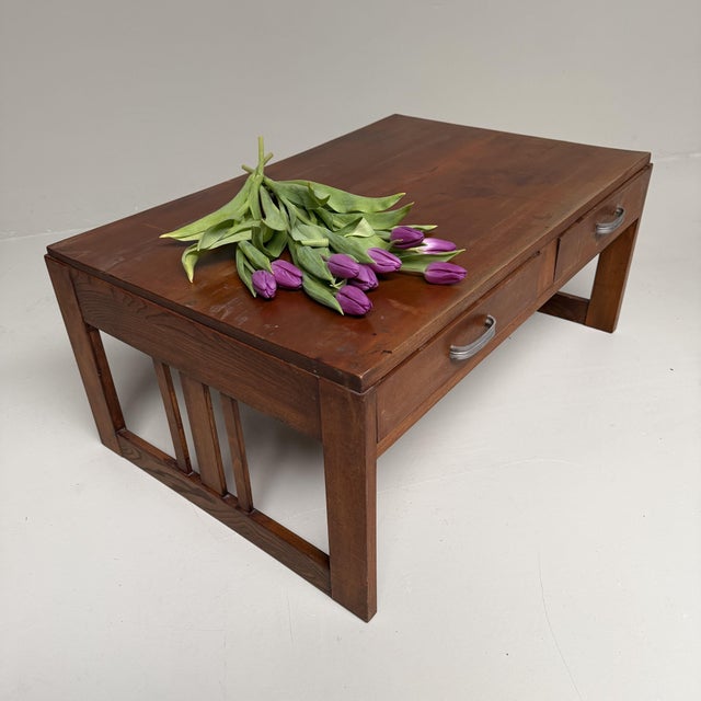 1920s Low Japanese Chabudai Writing Table with Drawers, 1920s For Sale - Image 5 of 12