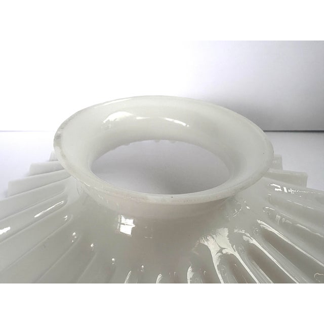 Early 20th Century White Milk Glass Pleated Petticoat Oil Lamp Shade For Sale In Orlando - Image 6 of 9