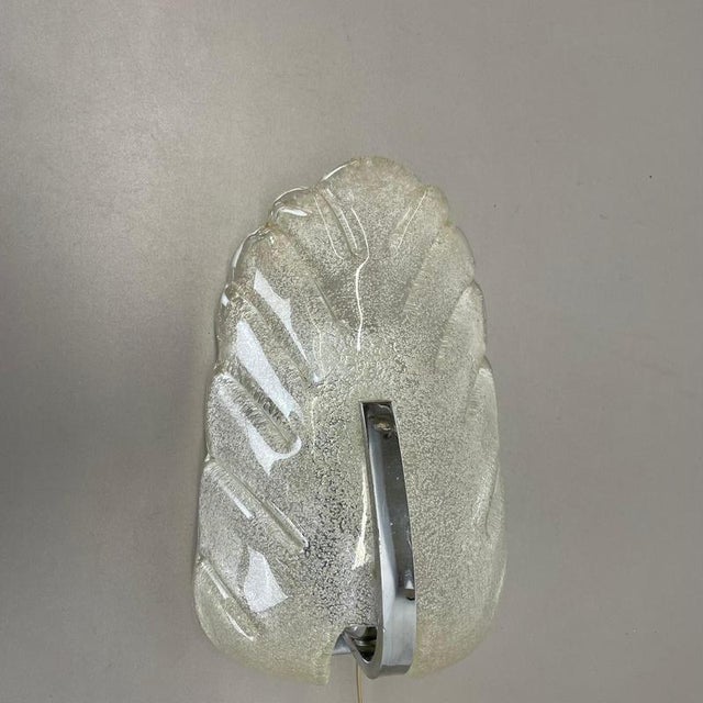 Large Murano Ice Glass Wall Light Sconce from SÖLKEN Leuchten, Germany, 1970s For Sale - Image 3 of 18