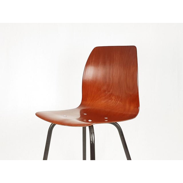 The chairs are 4. they are made from black metal legs and Pagholz pagwood seats. Some rivets have been replaced so they...