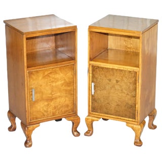 Burr Walnut Bedside Cupboards or Lamp Tables from Waring & Gillows, 1932, Set of 2 For Sale