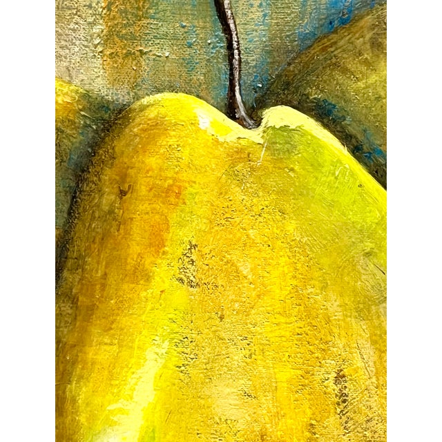 Late 20th Century “Golden Pears” Abstract Still Life Painting, 24” For Sale - Image 4 of 9