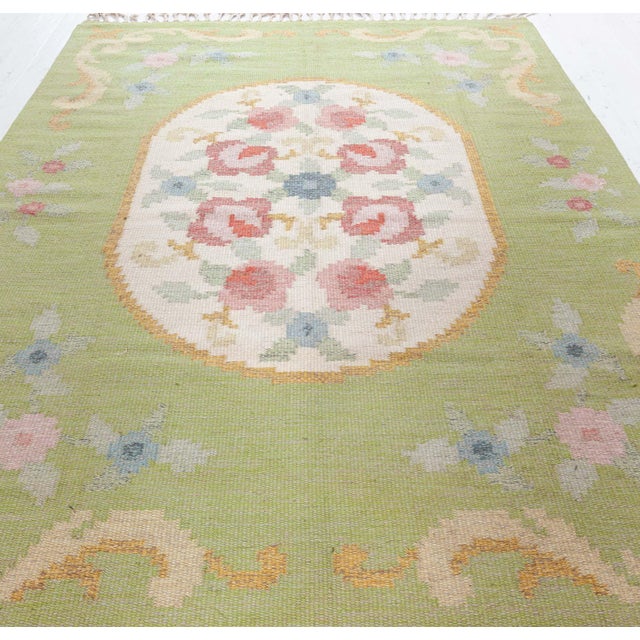 Mid 20th Century Doris Leslie Blau Vintage Swedish Flat Woven Rug by Rakel Carlander For Sale - Image 5 of 9