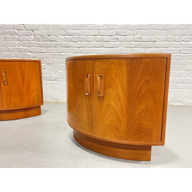 Pair - Mid Century Modern G-Plan Fresco Teak Corner Cabinets, C. 1960’s | Teak Bar, Nightstands For Sale - Image 11 of 14