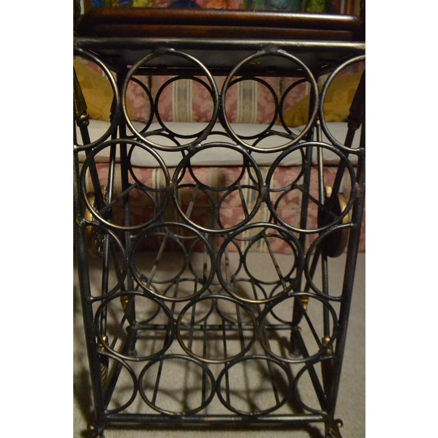 Vintage Maitland Smith Brass Bronze Horse Head Equestrian Wine Rack Leather Tray For Sale - Image 10 of 13