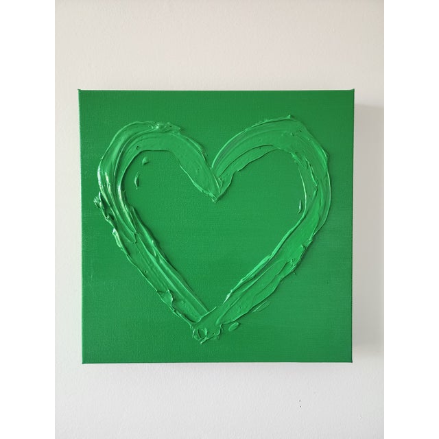 2020s Green Heart Acrylic Painting For Sale - Image 5 of 6