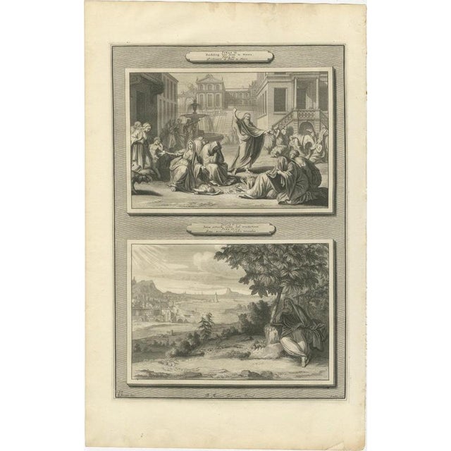 Baroque Pieter Mortier, Jonah Preaches at Nineveh and Jonah Under the Gourd, 1700, Engraving For Sale - Image 3 of 12