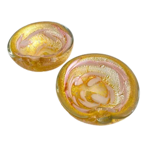 Mid 20th Century Barovier & Toso Mid Century Modern Italian Murano Art Glass Aventurine Gold Leaf Abstract Pink Swirl Bowls - Set of 2