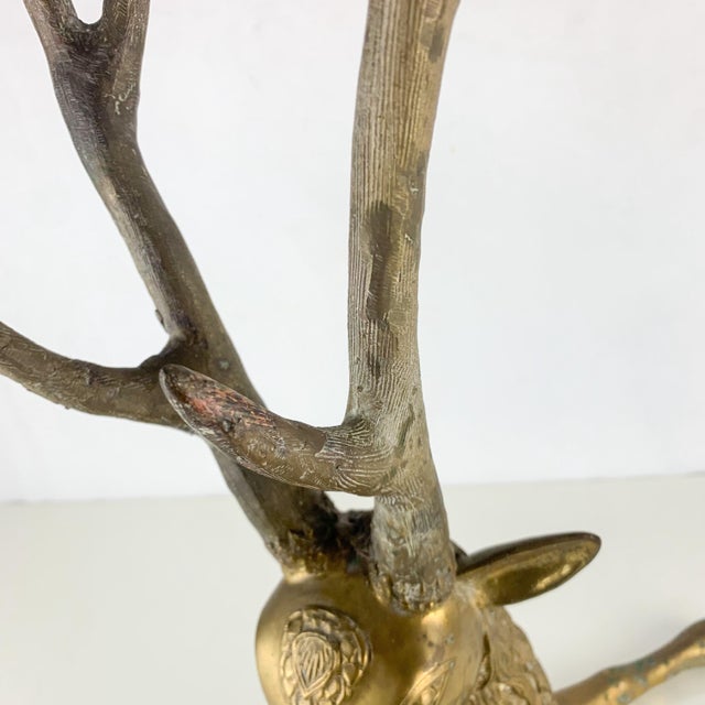 Amazing large vintage 1960s/1970s Sarreid - Hollywood Regency style, recumbent Brass Stag Deer Statue. Amazing details....