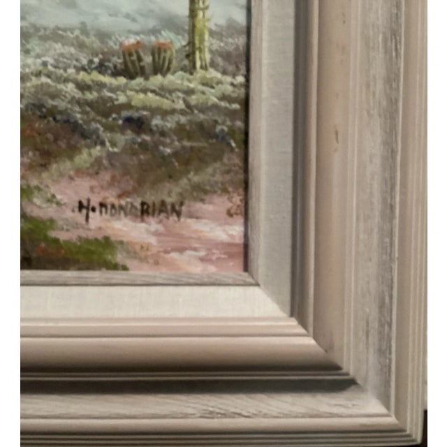 Metal Original Oil Painting Landscape Luscious Sonoran Desert, Signed by Artist, Framed For Sale - Image 7 of 10