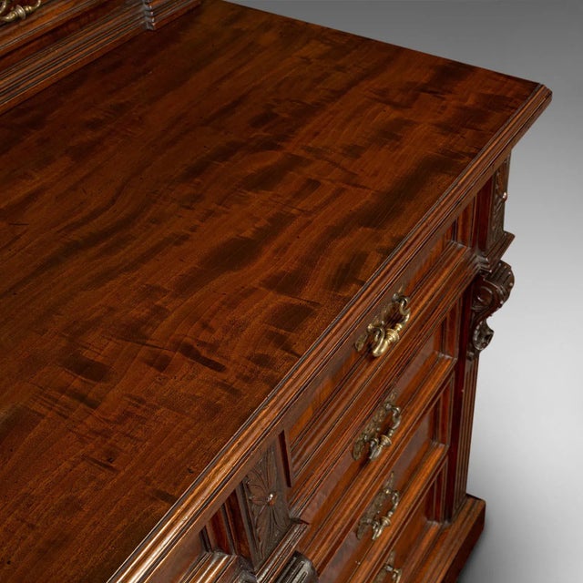 1860s Grand Antique Victorian English Satinwood Executive Desk For Sale - Image 11 of 13