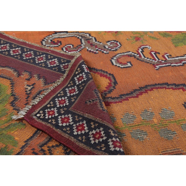 Handwoven Vintage Moldovan Kilim With Floral Medallions in Warm Terracotta & Rose -5' 11'' X 9' 5'' For Sale In Tampa - Image 6 of 11