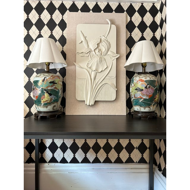 White White Iris Relief Signed Limited Edition, Large 36 Inch, Botanical Wall Art For Sale - Image 8 of 14