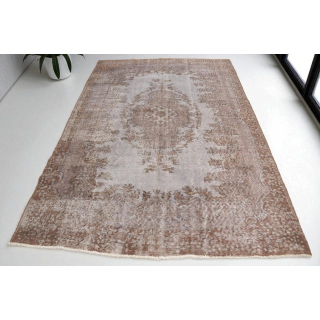 Greige Dark Grey Vintage Floor Turkish Carpet For Sale - Image 8 of 10
