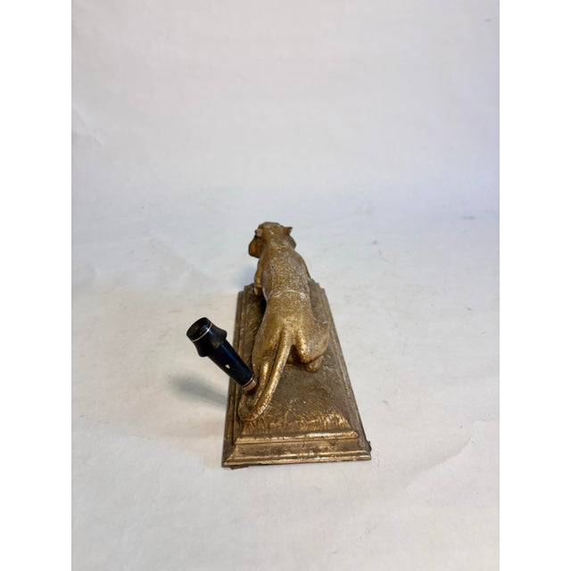 Mid 20th Century Vintage Gilt Tiger Desk Sculpture and Pen Holder For Sale - Image 5 of 12