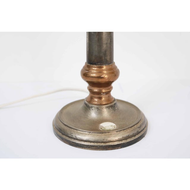 Copper French Country Table Lamps with Pleated Shades, France, 1980s, Set of 2 For Sale - Image 8 of 11