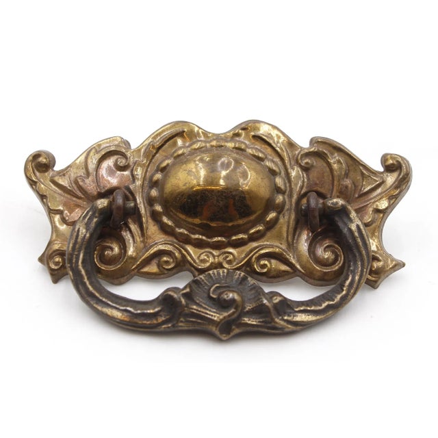 Mid 20th Century Pair of Mid 20th Century Victorian Brass Drawer Pulls With Steel Handle For Sale - Image 5 of 7