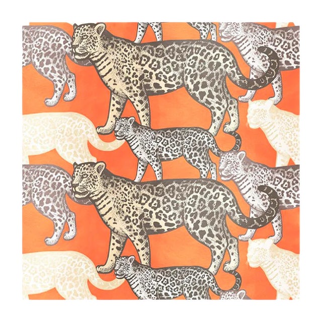 Walking Leopards Fabric Wallcovering by Chiara Mennini for Midsummer-Milano For Sale