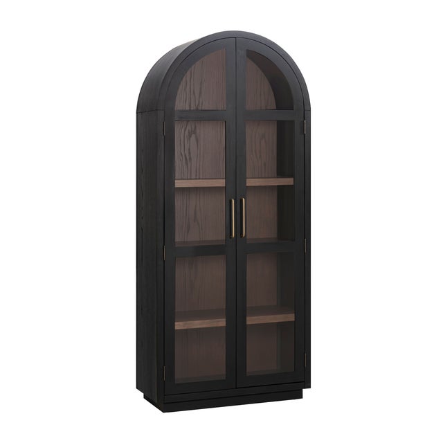 Boho Chic Marlow Black Wood Display Cabinet For Sale - Image 3 of 8