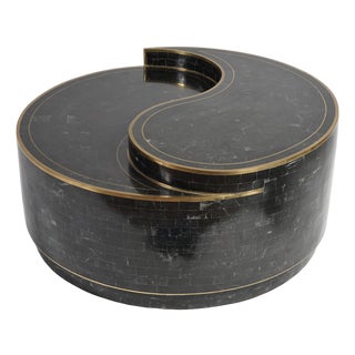 Vintage Tessellated Stone and Brass Yin Yang Coffee Table in the Style of Maitland Smith For Sale