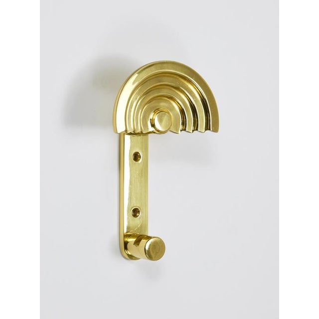 Metal Postmodern Brass Wall Coat Hook attributed to Ettore Sottsass for Valli & Valli, Italy, 1985 For Sale - Image 7 of 18