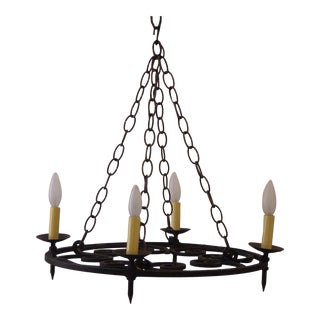 Vintage Iron Circle Chandelier For Sale