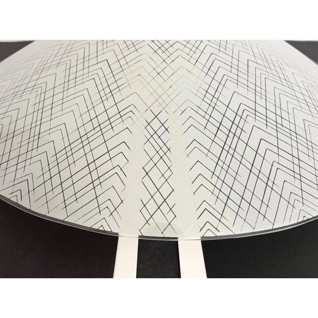1970s Mid-Century Modern Chevrons Frosted Glass Ceiling Light For Sale - Image 6 of 18