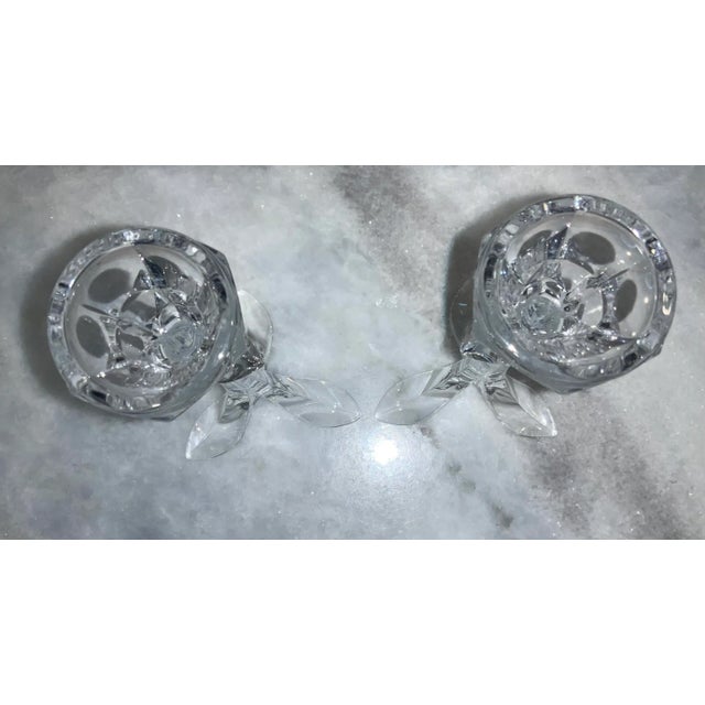 Hollywood Regency Crystal 3 Stem Footed Candlestick Holders For Sale - Image 3 of 8