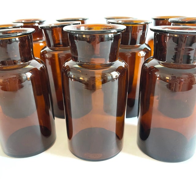 Early 20th Century Amber Belgian Apothecary Bottles – Set of 11 For Sale - Image 4 of 7