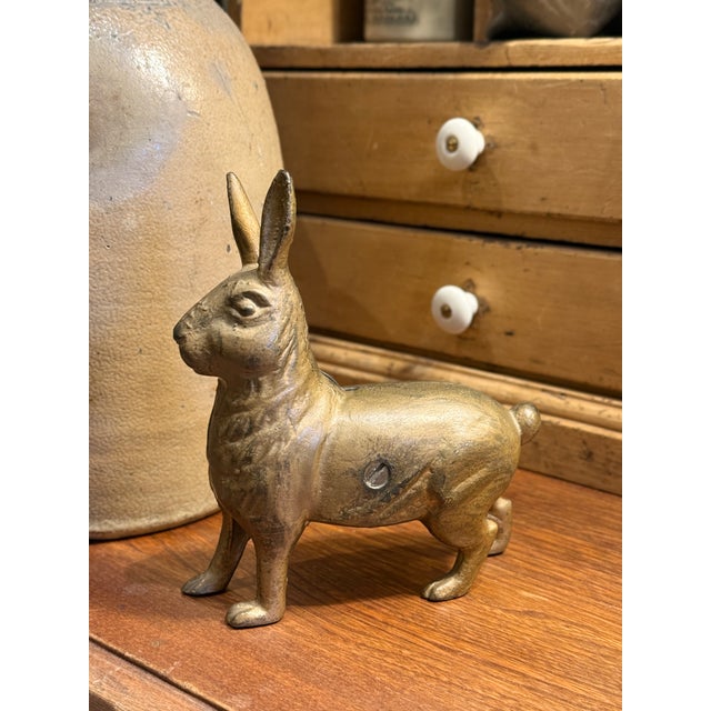 Vintage a.c. Williams Cast Iron Standing Rabbit Still Bank c.1900 For Sale - Image 4 of 10