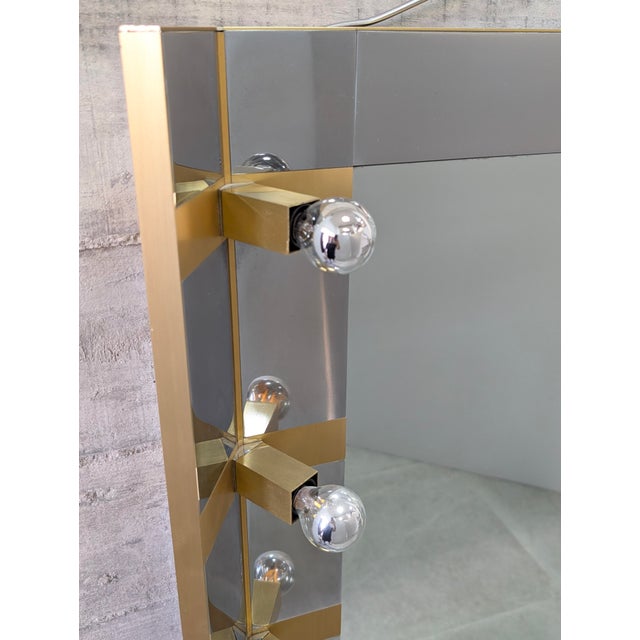 Illuminated Dressing Room Mirror in Chrome and Brass by Gaetano Sciolari, Italy, 1970s For Sale - Image 14 of 18