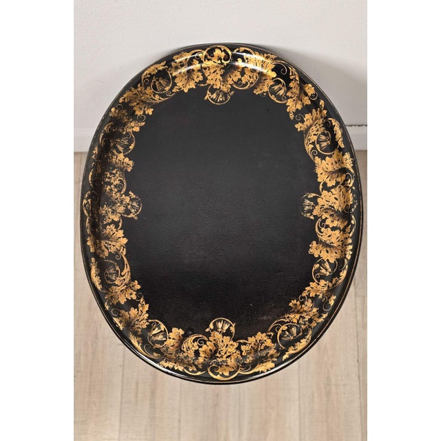 English Lacquered & Gilt Papier-Mâché Tray, Circa 1870 For Sale - Image 9 of 9