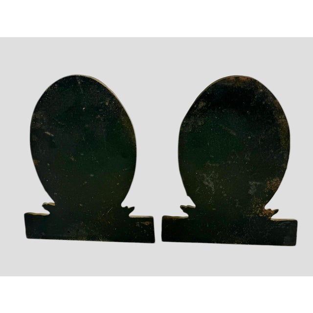 1920’s Cast Iron Bookends Handpainted Enamel Finish Oval Shape Basket Filled With Flowers Motif - A Pair For Sale In Washington DC - Image 6 of 12