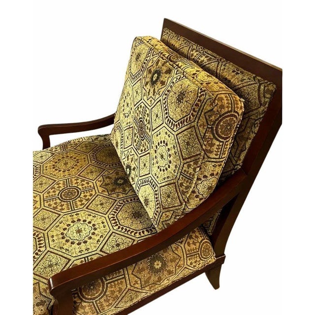 Olive Vintage Thomasville Collection, Armchairs, Ottoman & End Table. For Sale - Image 8 of 11