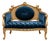 French-Style Bottle Green Velvet Settee – Tufted Upholstery, Cane Back & Ornate Gold Leaf Frame For Sale