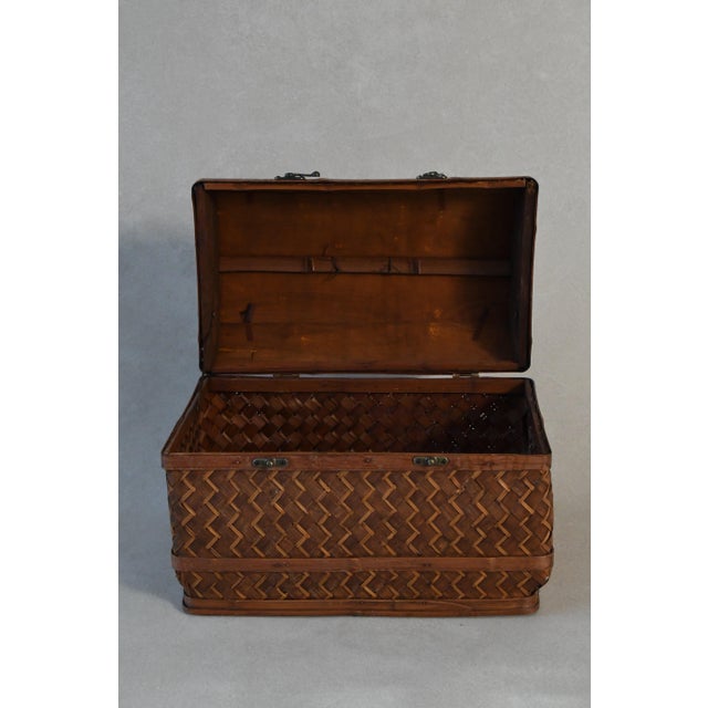Mid 20th Century Vintage Woven Small Trunk For Sale - Image 5 of 5