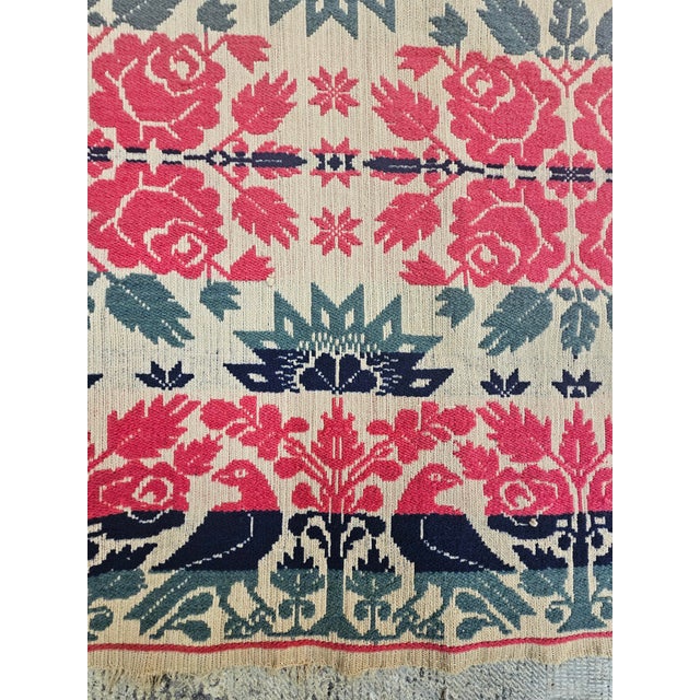 Textile 1840s American Jacquard Coverlet Signed Mary S. Snider by John K. Striebig For Sale - Image 7 of 7