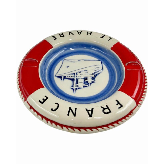 Vintage Ss France Le Havre Ocean Liner Nautical Ashtray For Sale - Image 9 of 11