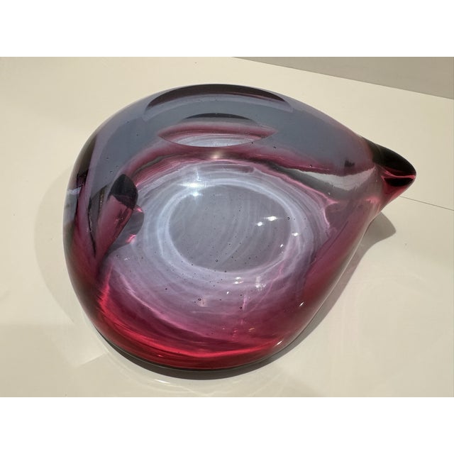 Vintage Murano Style Sommerso Art Glass Freeform Bowl Pink Purple Blue MCM For Sale In Atlanta - Image 6 of 7