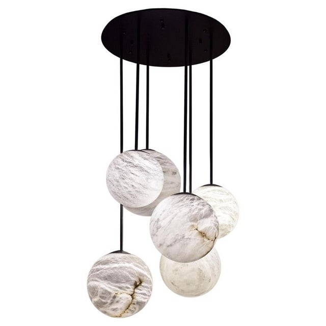 Moon Pendant Lamps by United Alabaster, Set of 6 For Sale - Image 14 of 14