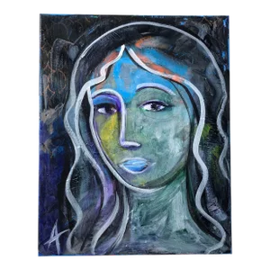 Original Contemporary Painting by Auker “In Blue”, Mixed Media on Canvas